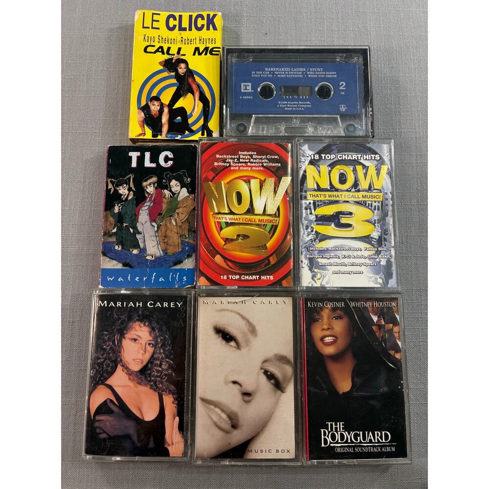 Vintage 90s Nostalgia Cassette Tape Lot TLC Mariah Carey NOW Bodyguard BNL